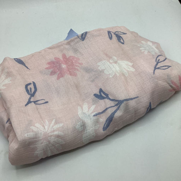 Aden + Anais Pink/White/Blue Flowers Swaddle Blanket