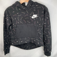 Size 10-12: Nike Black/White/Pink Swoosh Print Pullover Hoodie