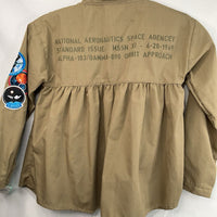 Size 8-10: Buzz Aldrin Green Nasa Patch Button-Up Blouse