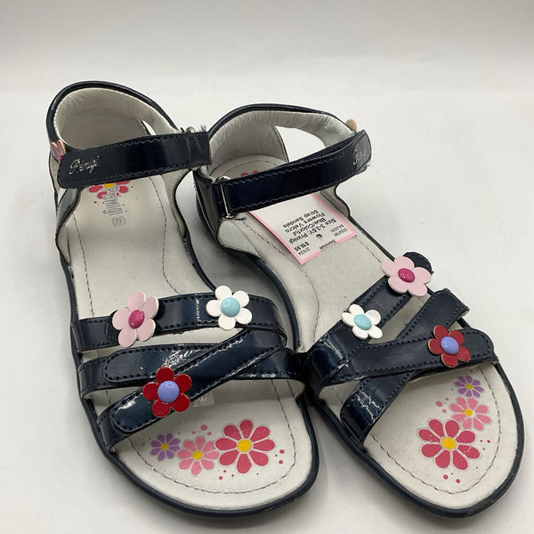 Size 3-3.5Y: Primigi Blue/Colorful Flowers Velcro Strap Sandals