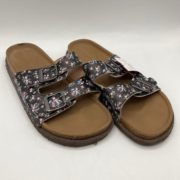 Size 6Y: Madden Girl Brown/Black Floral Pattern Buckle Sandals