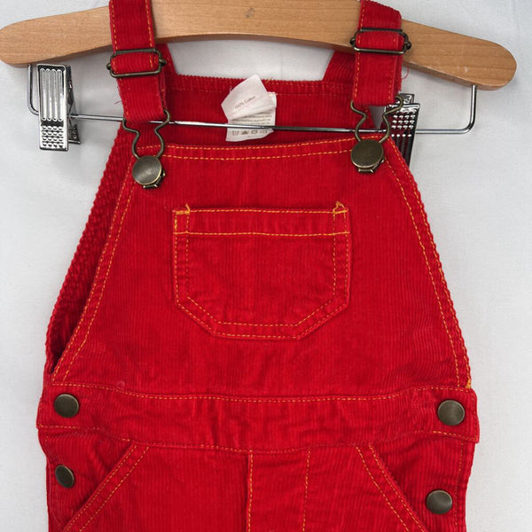 Size 2 (85): Hanna Andersson Red/Yellow Trim Corduroy Overalls