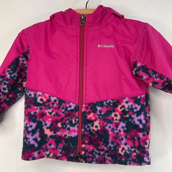 Size 18-24m: Columbia Purple/Navy/Orange Flowers Nylon Fleece Hooded Zip-Up Coat
