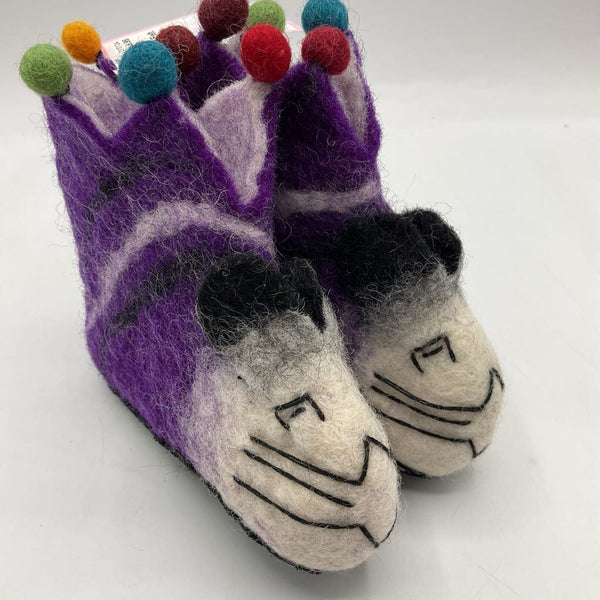 Size 3-4: Purple/Colorful Felt Bunny Slippers