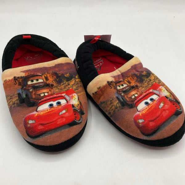Size 9-10: Disney Cars Black/Colorful Lightning Mcqueen Slippers