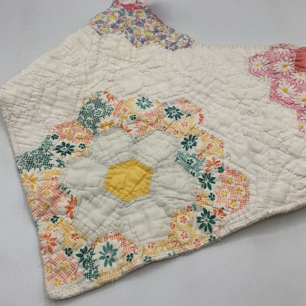 White/Colorful Flowers Quilted Bibs