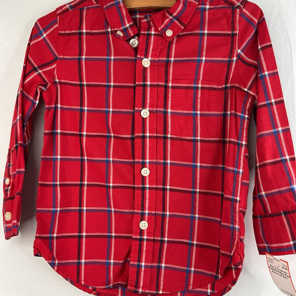 Size 2: Crewcuts Red/White/Blue Plaid Button-Up Shirt
