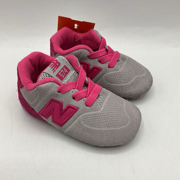 Size 2: New Balance Grey/Pink Soft Sole Shoes