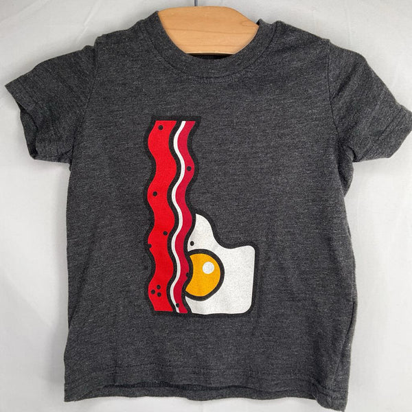 Size 2: Rabbit Skins Grey/Colorful Bacon & Eggs T-Shirt