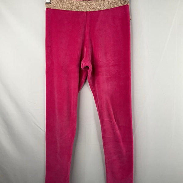 Size 9-10: Boden Pink/Gold Band Velour Leggings