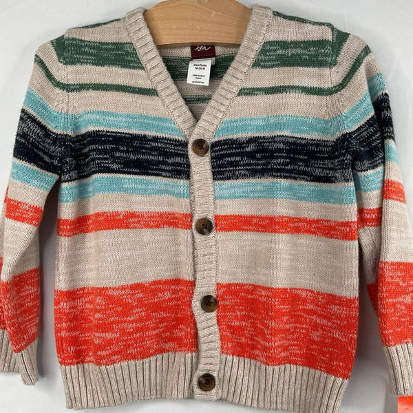 Size 18-24m: Tea Creme/Colorful Striped Button-Up Cardigan