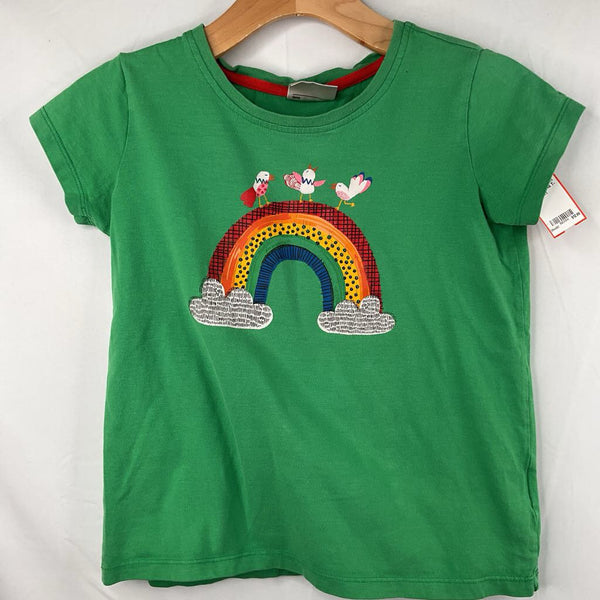 Size 10 (140): Hanna Andersson Green Rainbow/Birds T-Shirt