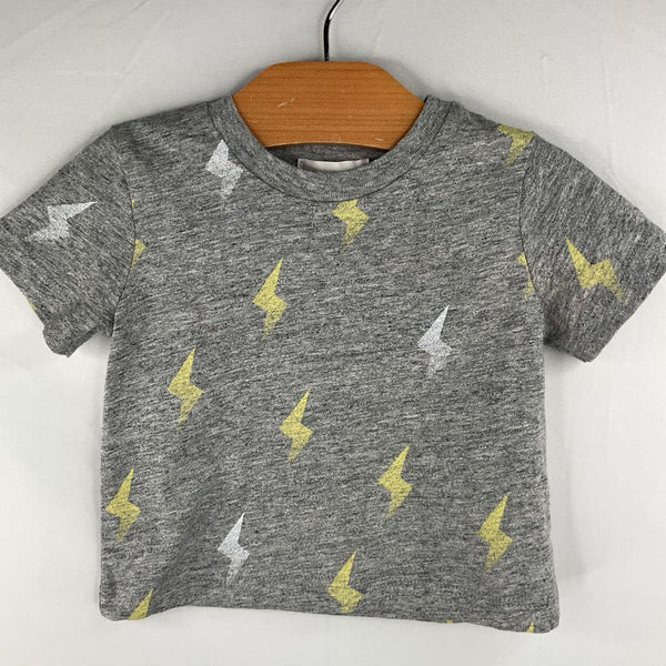 Size 3m: Miles the Label Grey/White/Yellow Lightning Bolts T-Shirt