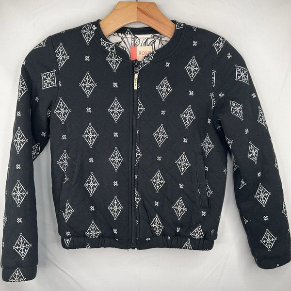 Size 8: Roxy Black/White Print Quilted Zip-Up Jacket