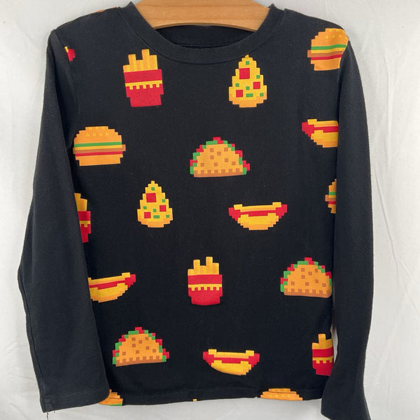 Size 6: Tiny Tribe Black/Colorful 8-Bit Food Long Sleeve Shirt
