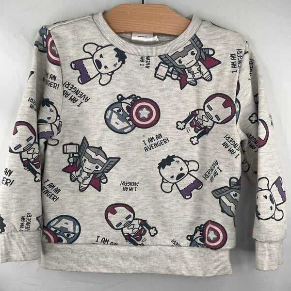 Size 5-6: Boden Grey/Colorful Avengers Print Pullover Sweatshirt