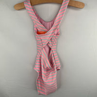 Size 18m: Cat & Jack Pink/Grey Striped 1pc Swim Suit